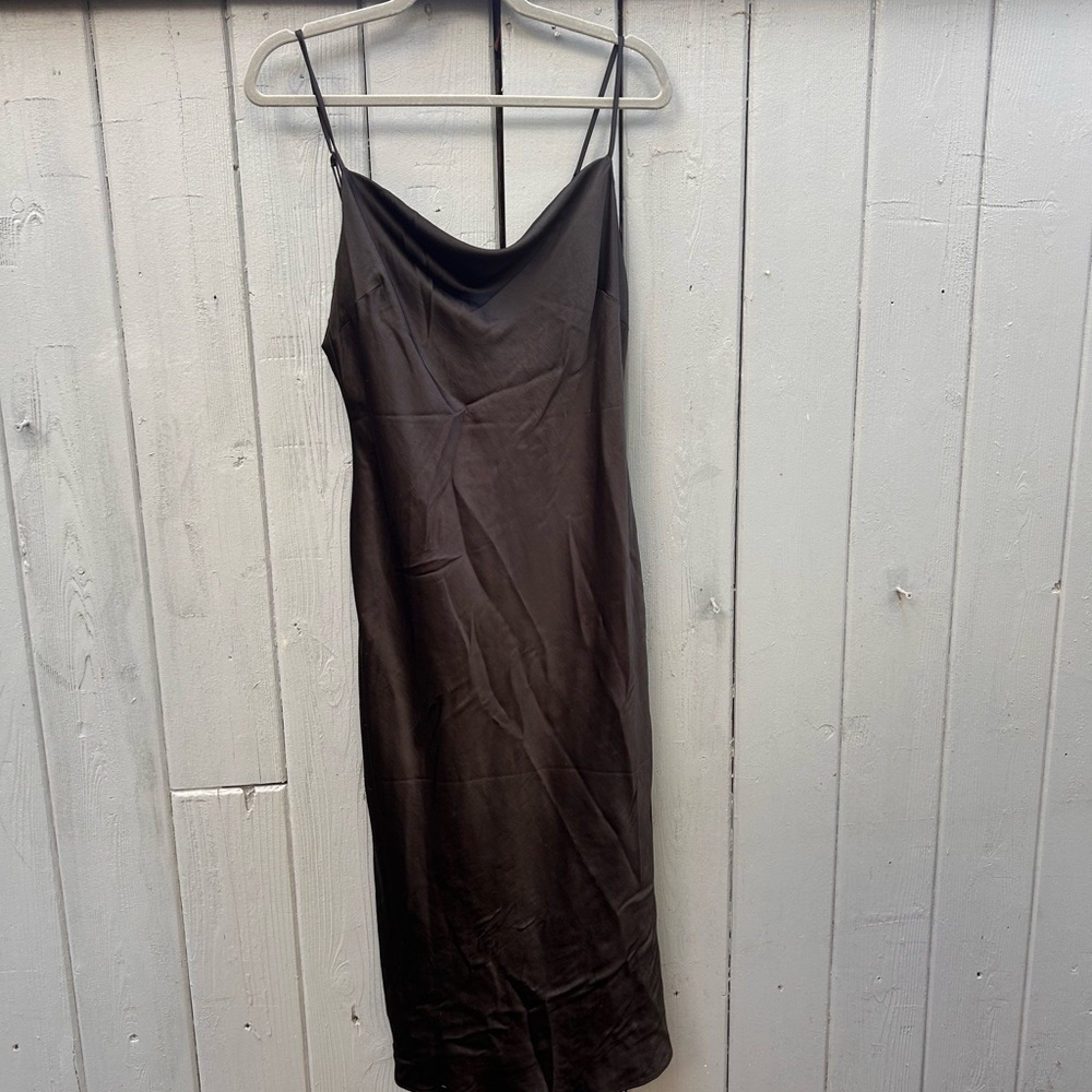 Black Satin Midi Dress